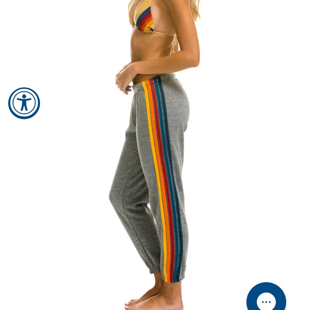 Aviator Nation 5 Stripe Sweatpants - Heather Grey